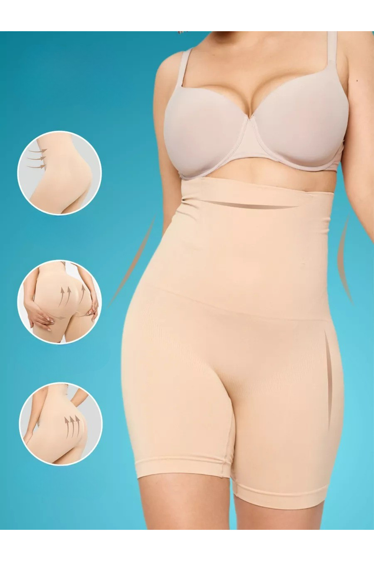 MİSTİRİK Irina Model Toparlayıcı Paçalı Korse Kayma Yapmayan Silikon Şeritli Ten Renk