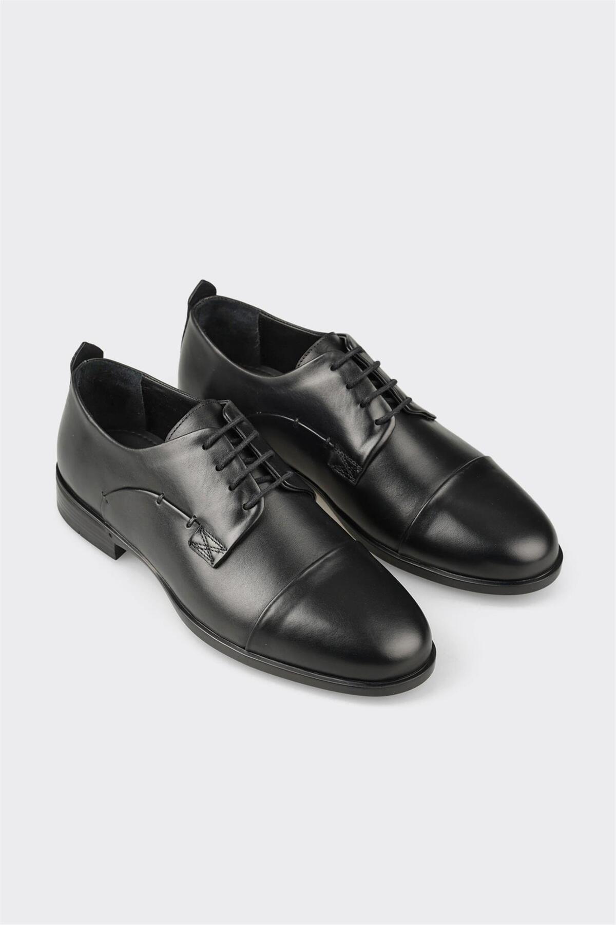 Elle  Siyah Deri Erkek Klasik Ayakkabı - Görsel 2