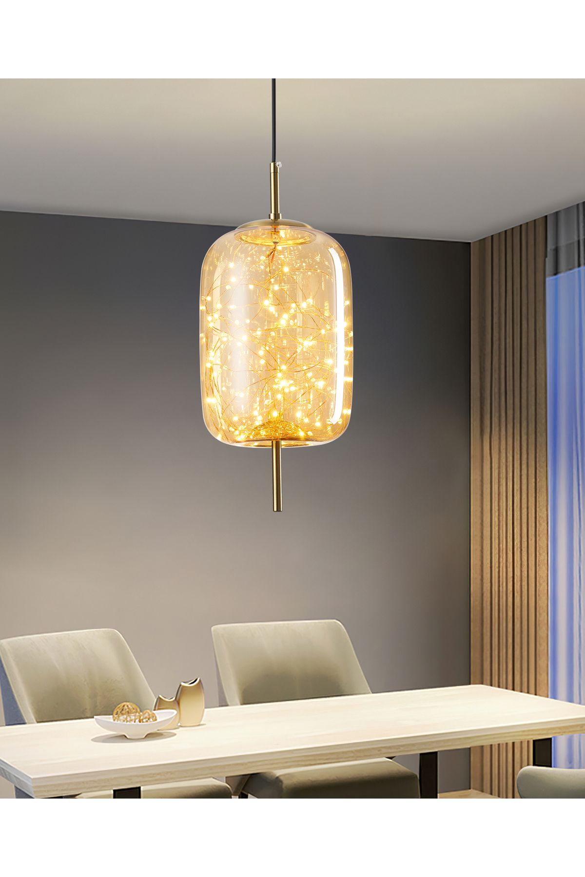 Apliqa Lewi 10 Watt 3000K Eskitme Bal Camlı Tekli Peri Led Sarkıt Avize