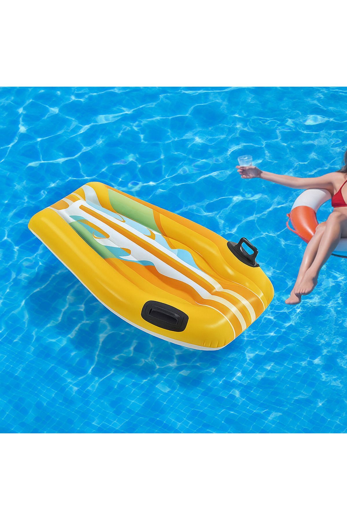 Intex-Inflatable Surf Mattress - Inflatable Mattress with Handle and Surf, Pool Inflatable, 112x62 cm 1