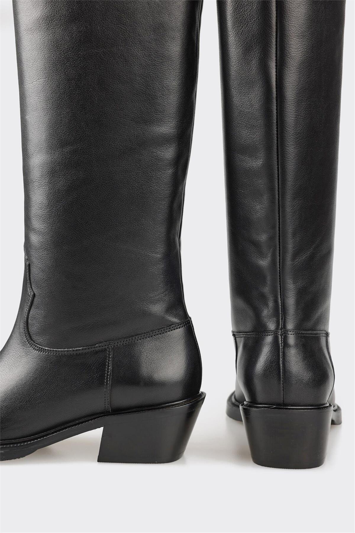 Elle Shoes Siyah Deri Kadın Çizme görsel 4