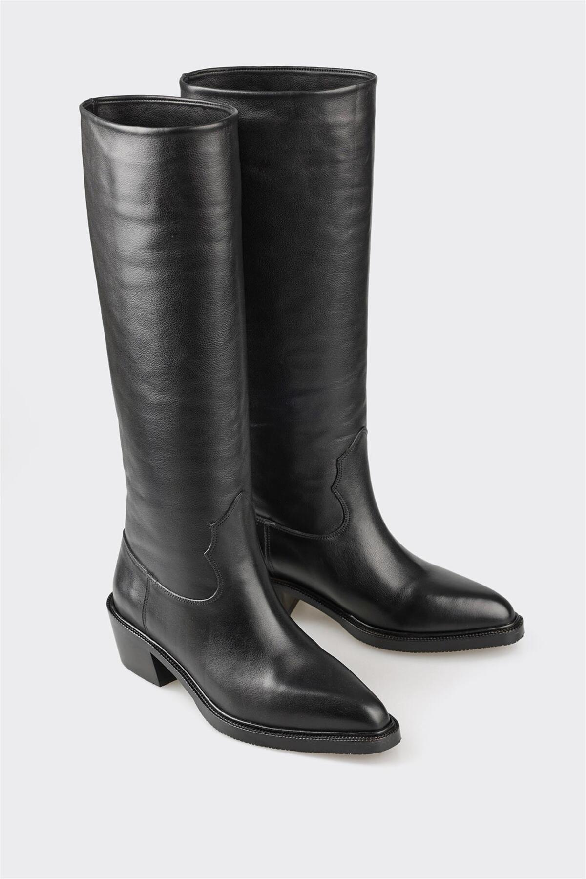 Elle Shoes Siyah Deri Kadın Çizme görsel 2