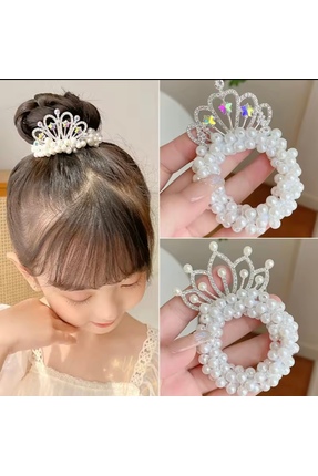 Toka Sepetim İncili Prenses Tokası Şık Lastik Toka 1 Adet