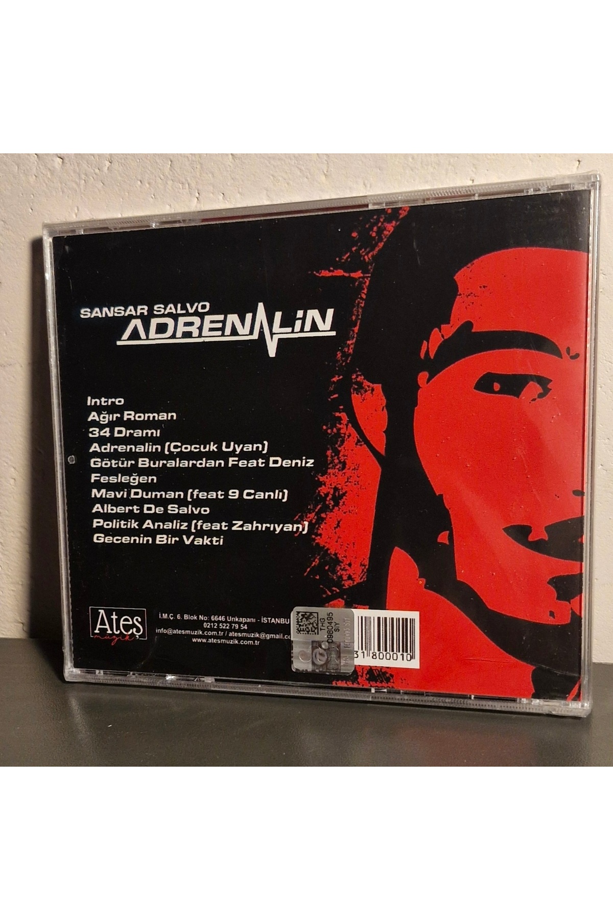 Ateş Müzik Sansar Salvo - Adrenalin - Rap Cd (ORJİNAL JELATİNLİ