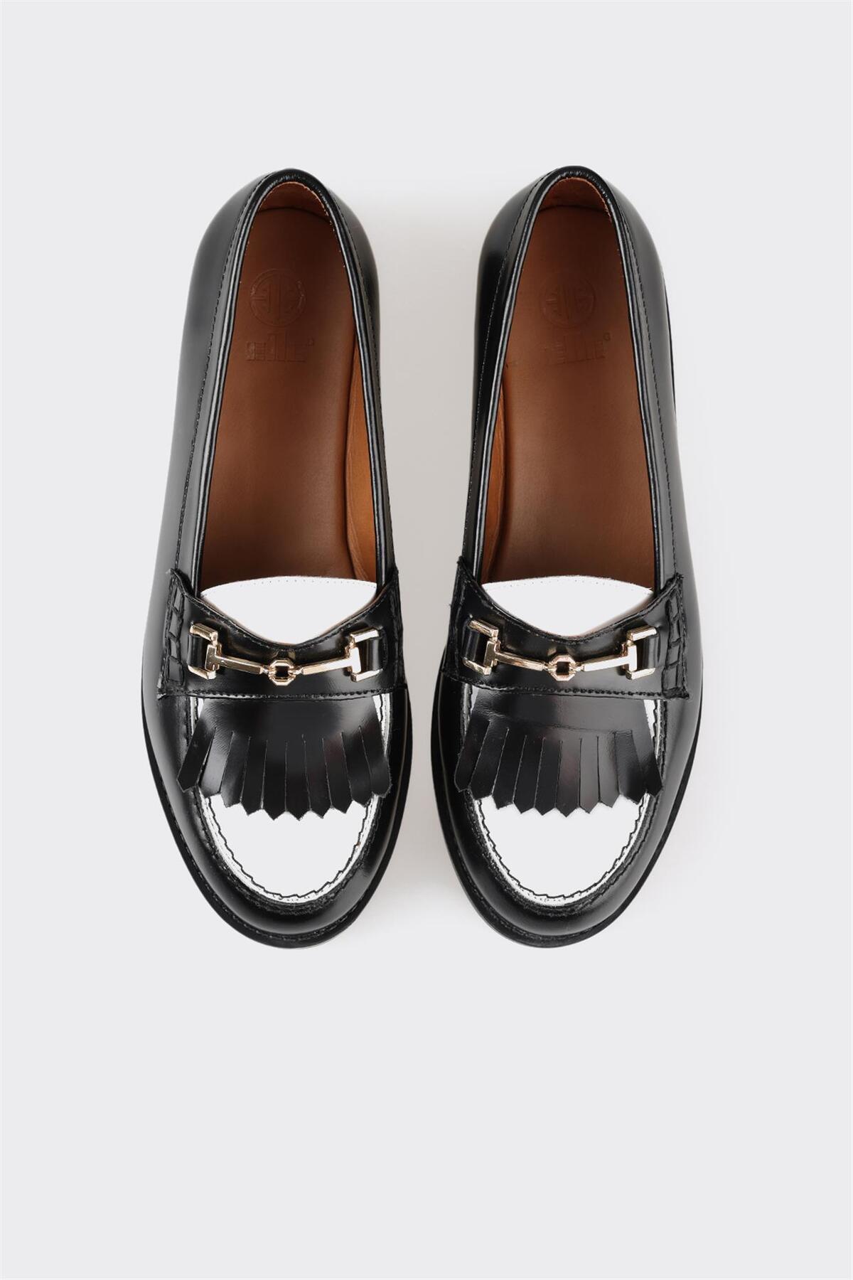 Elle Shoes Siyah Deri Kadın Loafer görsel 4