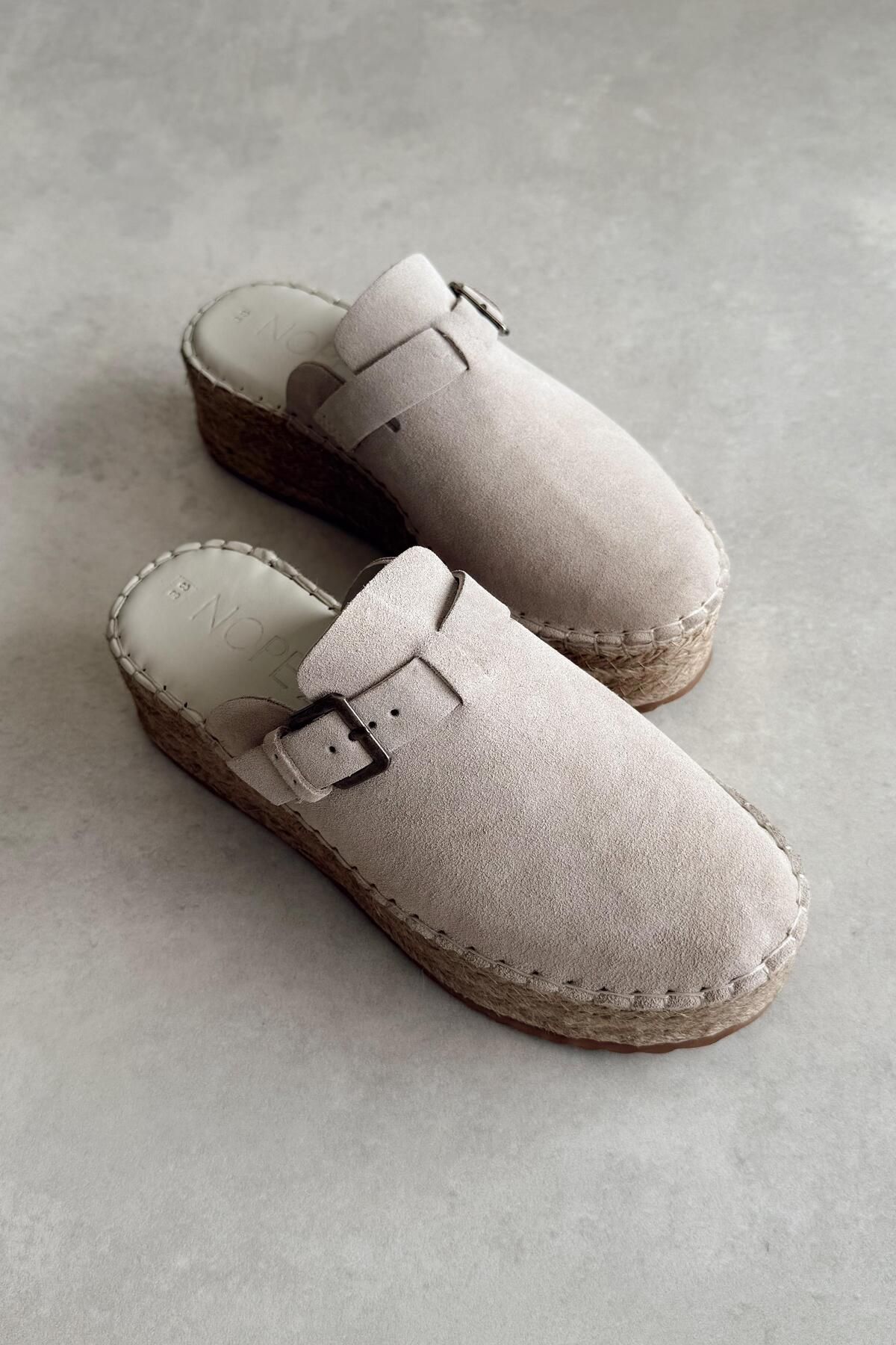nope21shoess Martin Bej Hakiki Deri Terlik