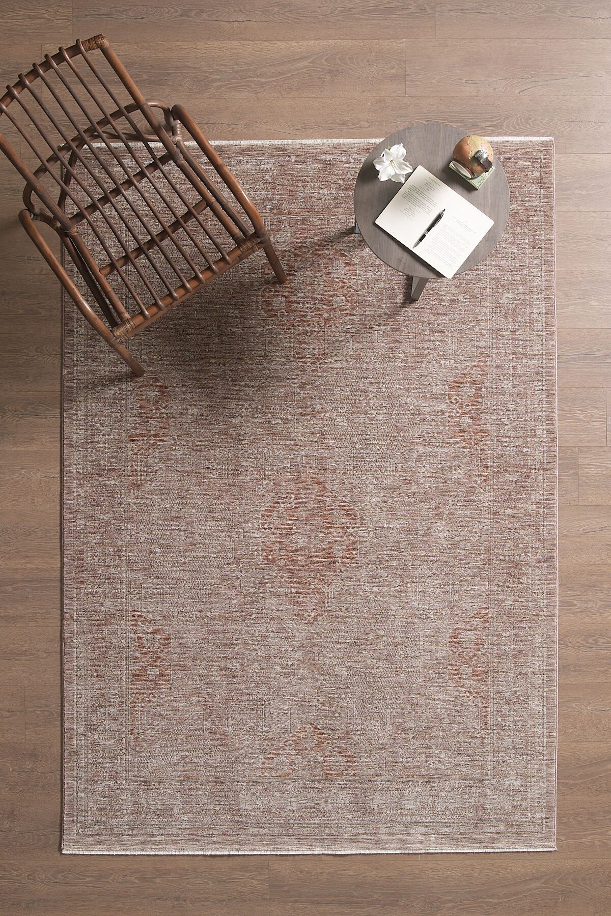 venucci home & living Olivia Premium Bambu Polyester Oturma Odası Salon Yatak odası Halısı Eskitme Vintage Halı