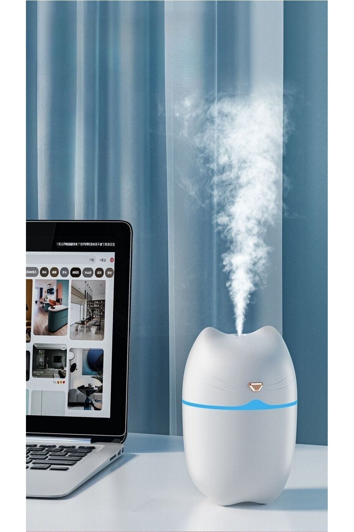 EUROBEST Kedi Şekilli Hava Nemlendirici Usb Buhar Makinesi Aroma Difüzörü H2o Tp-1005
