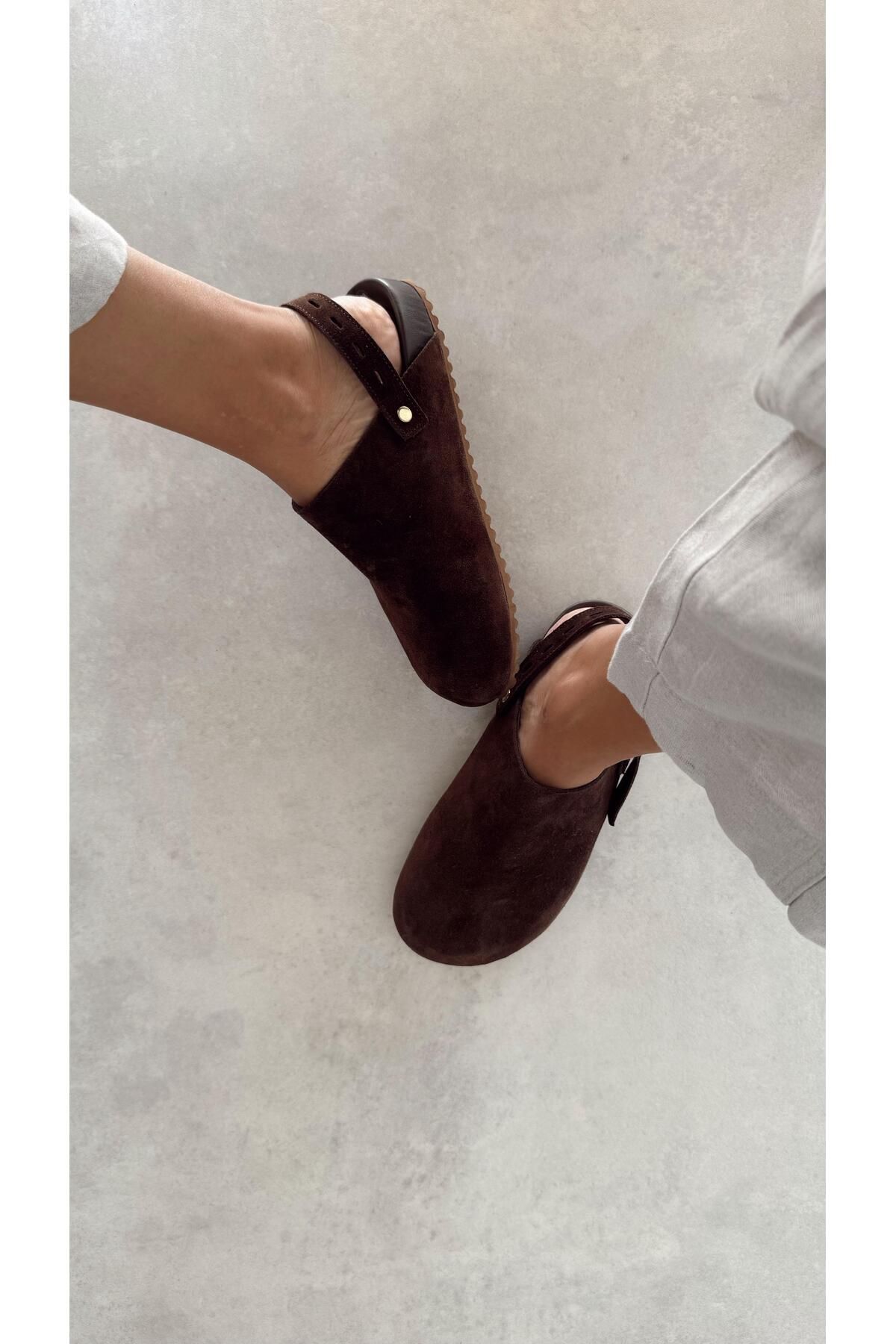 nope21shoess Tailor Kahverengi Hakiki Deri Sandalet