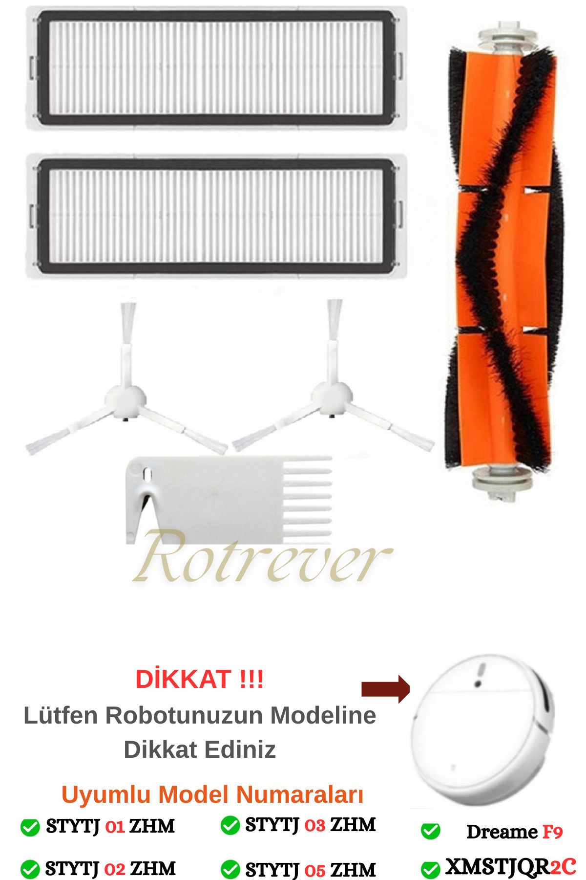 teknotrust Akıllı Robot Süpürge ve Yedek Parça Seti, Filtre ve Fırça, 6 Parça