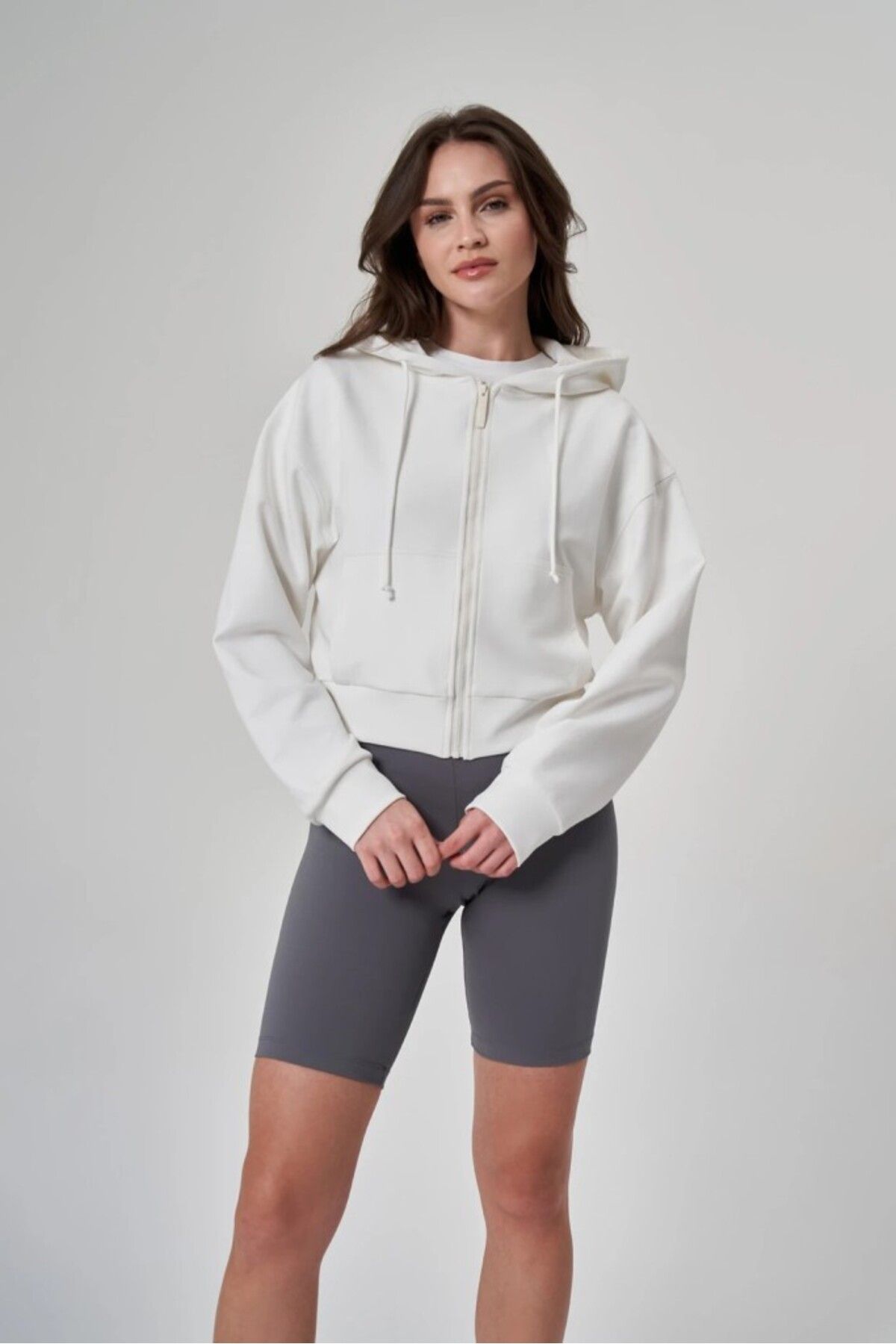 Exuma Kadın Fermuarlı Beyaz Sweatshirt 1529109-BEYAZ