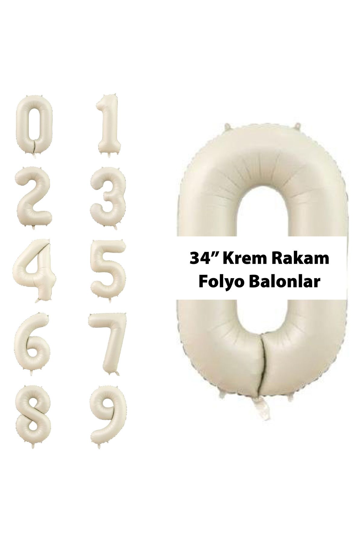 PARTİMİO PARTİ MALZEMELERİ Rakam Folyo Balon Krem Renk 34'' (76cm)