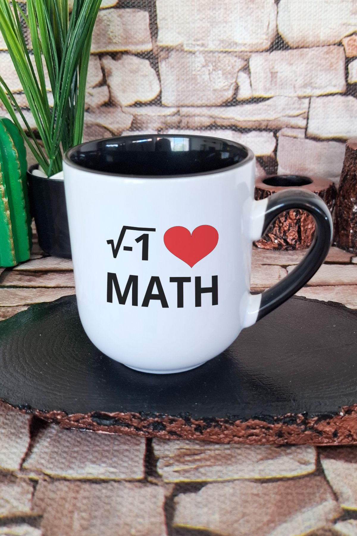 qoeuyl boutique I Love Math Matematik Öğrenci Hediye Baskılı İçi ve Kulpu Siyah Renkli Premium Kupa Bardak