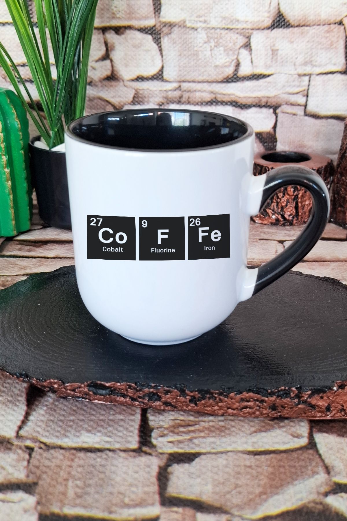 qoeuyl boutique Coffee Periyodik Tablo Eğlenceli Öğrenci Hediye Baskılı İçi ve Kulpu Siyah Premium Kupa Bardak
