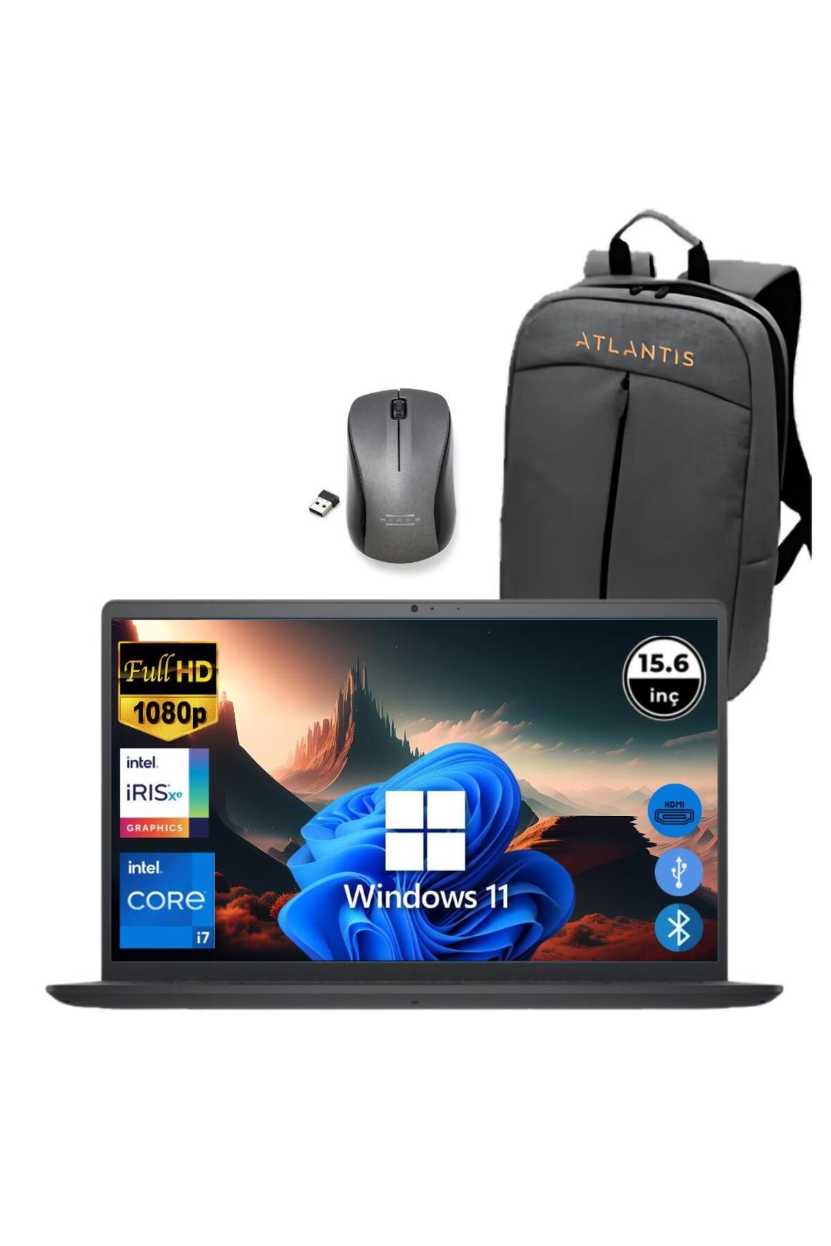 Dell Inspiron 3520 i7 1255U 16GB 1TB M.2 SSD I35201013U ATL218 O/B 15.6" Win11Pro Taşınabilir Bilgis