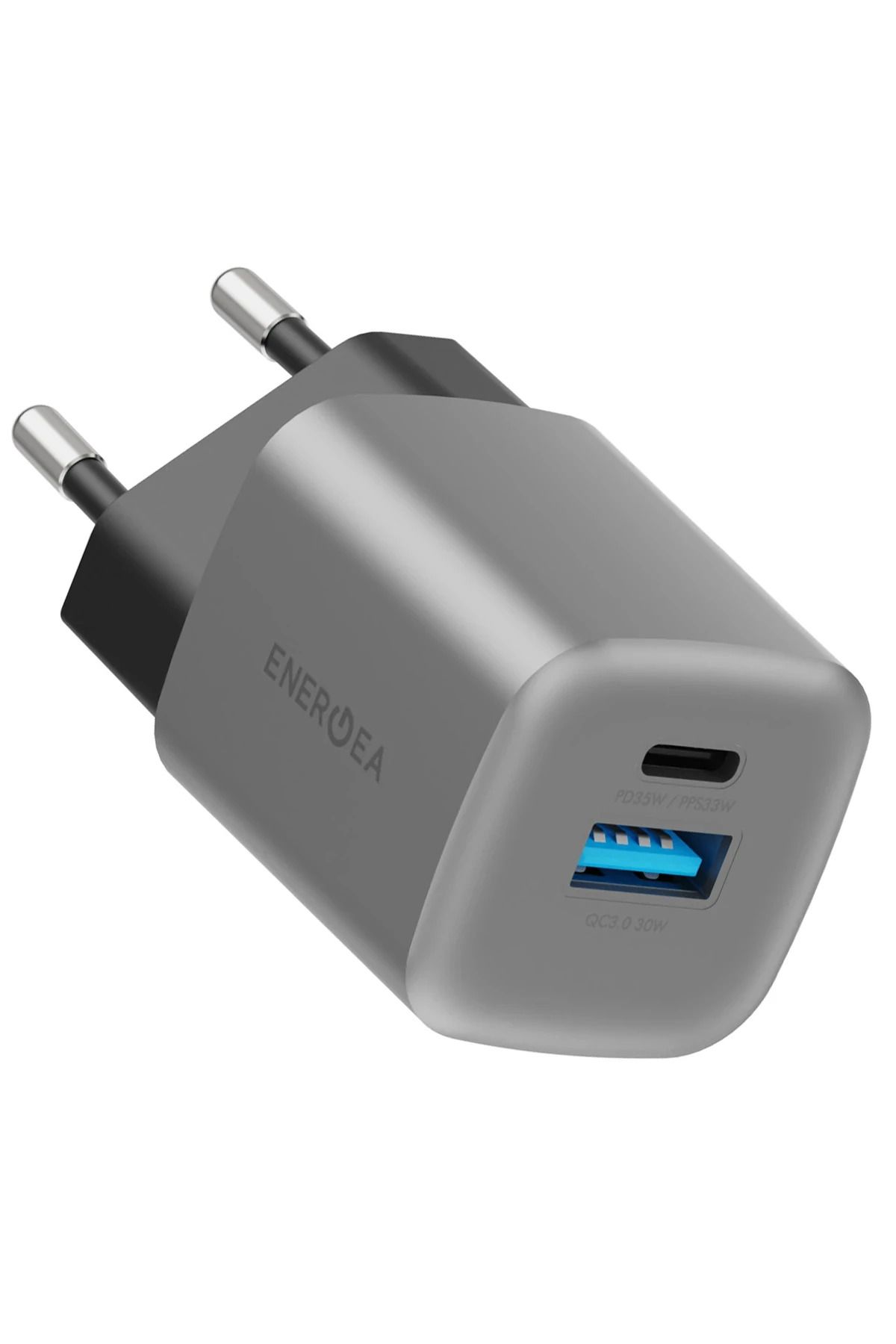 Energea AmpCharge GaN35 35W Type-C ve 30W USB 3.0 Çıkışlı Hızlı Şarj Aleti