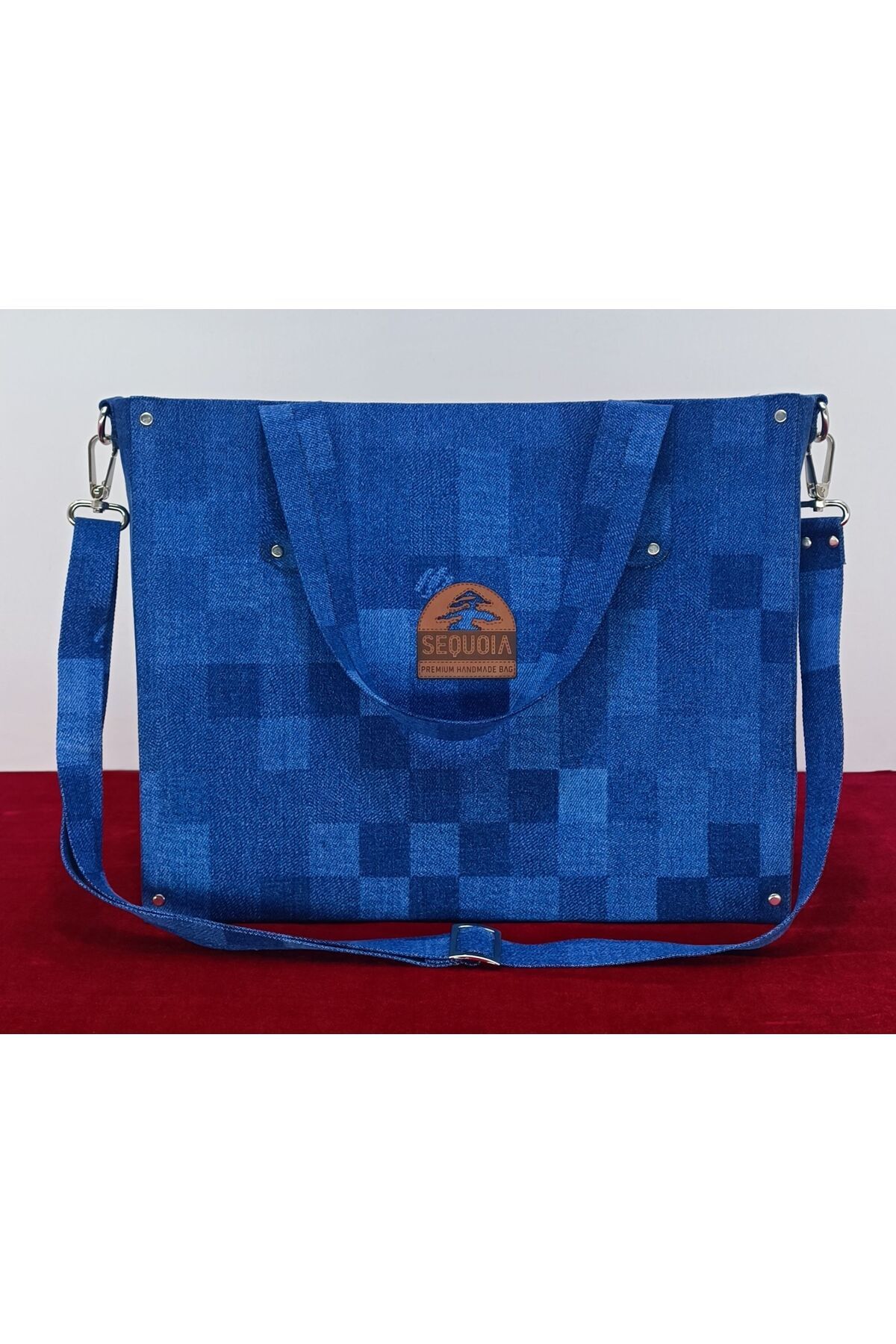 Sequoia Bags DENİM ÇANTA Piksel Desen Lazer Baskılı Tekne Denim Çanta LVPTKN201 Model