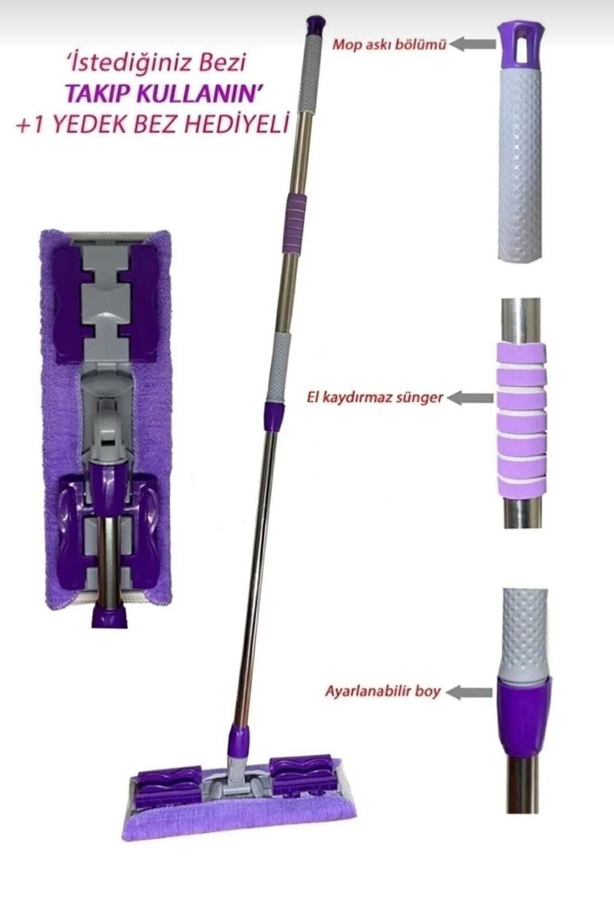 teknotrust Kıskaçlı mikrofiber cam ve yüzey temizleme mopu, yedek bezli, pratik kullanım