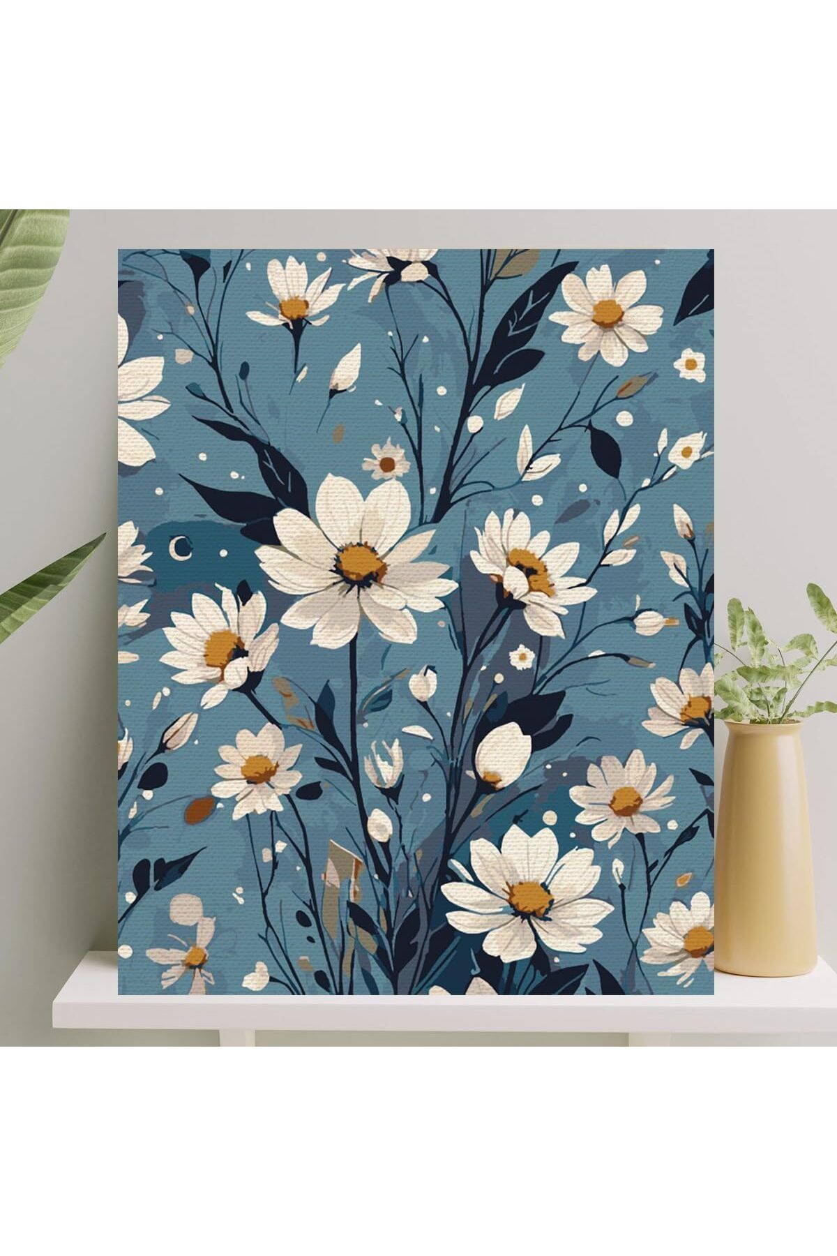 mazıdağı mazzıdağ Hobi Sanat Sayılarla Boyama Tuval Seti Fırça Boya Dahil (Çıtalı) 40x50 CM - Papatya