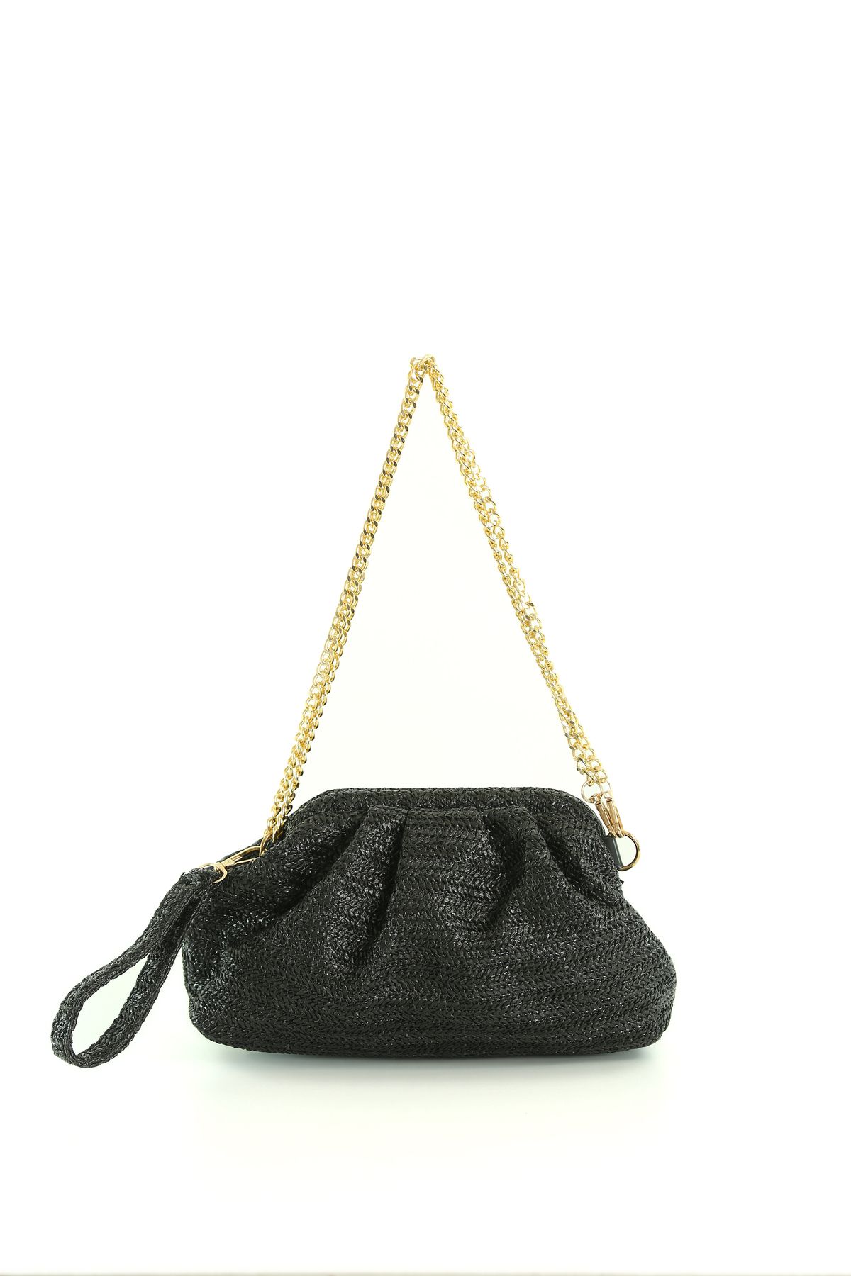 byFOX Fashion Hasır Örgülü Burslu Siyah Çapraz Omuz Çantası En:30cmboy:18cmgenişlik:7cm