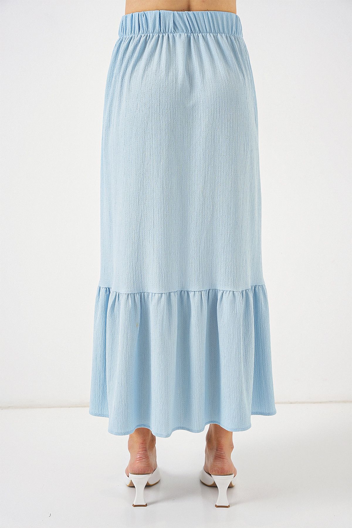 Bigdart-1886 Long Knitted Skirt - Light Blue 7