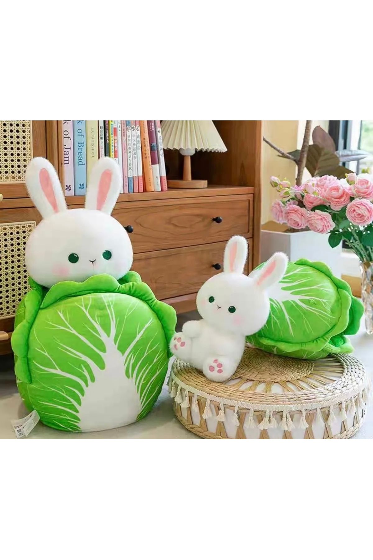 Otantik Home 35 cm pamuk beyaz tavşan peluş oyuncak lahana tavşan dolması oyuncaklar