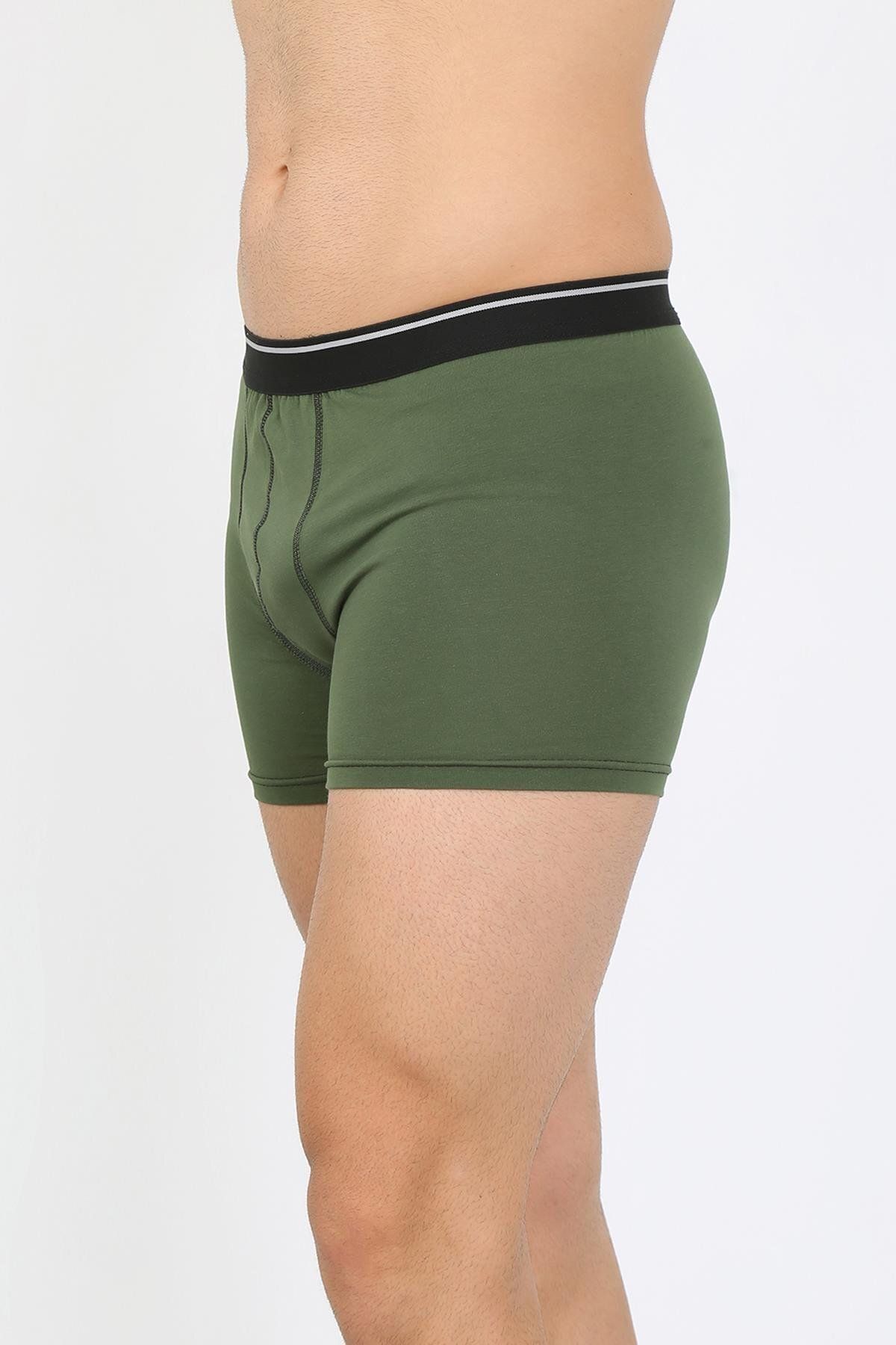 PuShe Moda Çizgi Erkek Pamuk Likralı Boxer Haki 40133