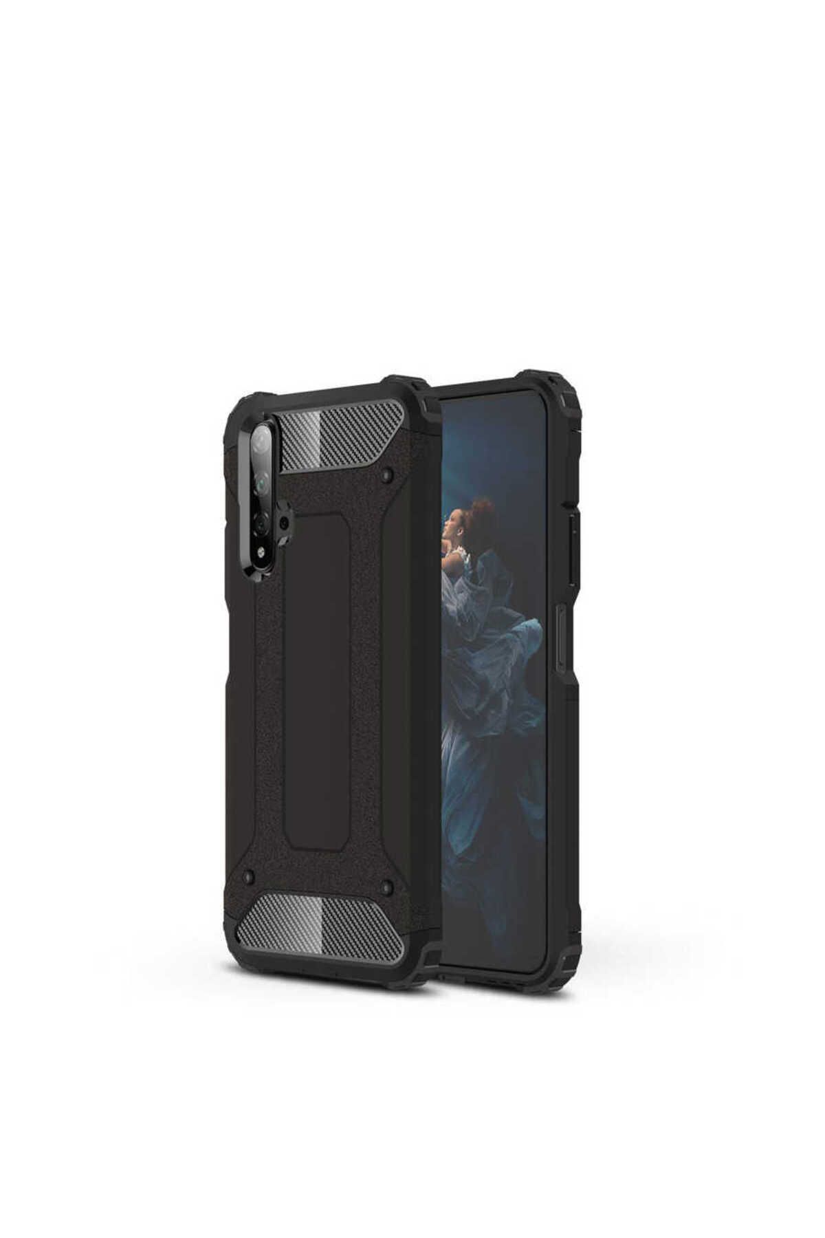 halkhouse Huawei Honor 20 Kılıf Zırh Tank Sert Korumalı Silikon Crash Silikon Kapak