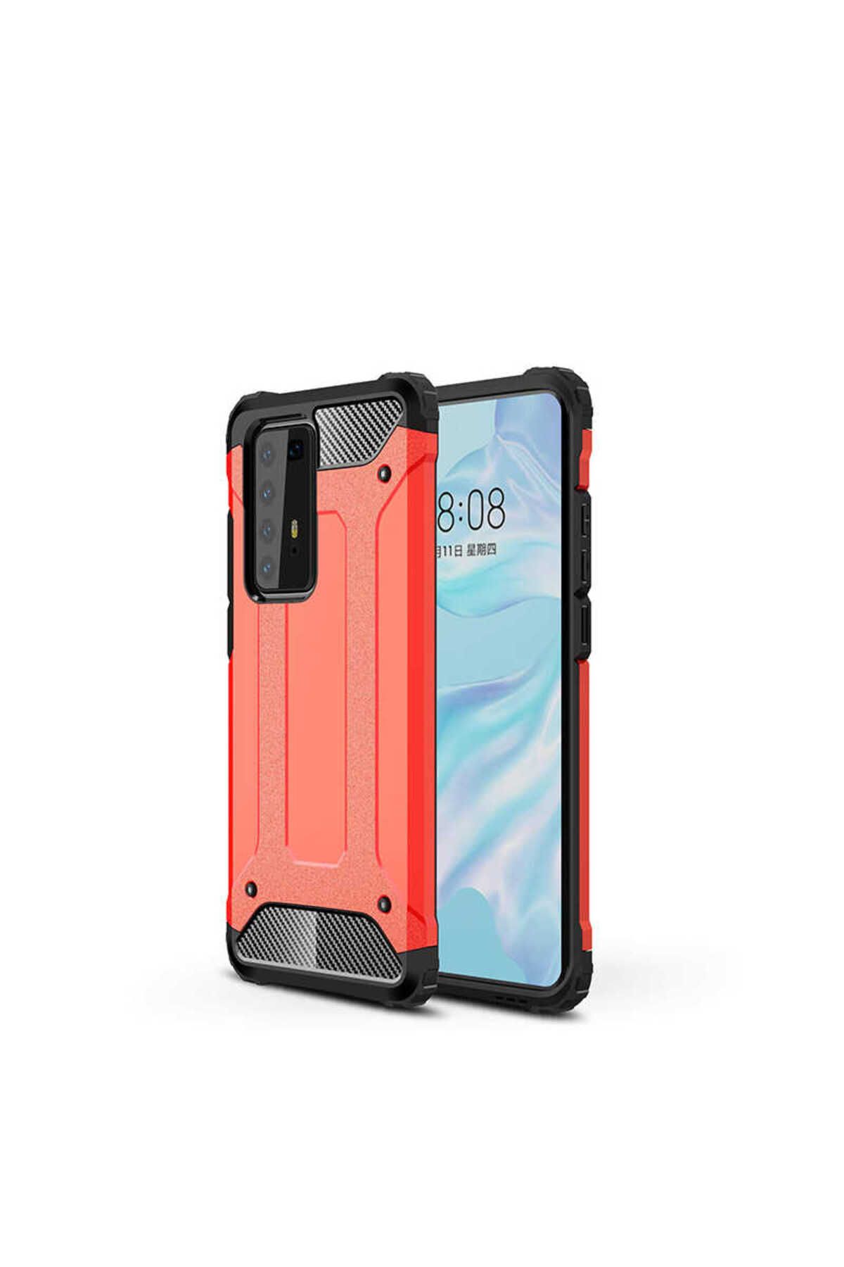 halkhouse Huawei P40 Pro Kılıf Zırh Tank Sert Korumalı Silikon Crash Silikon Kapak