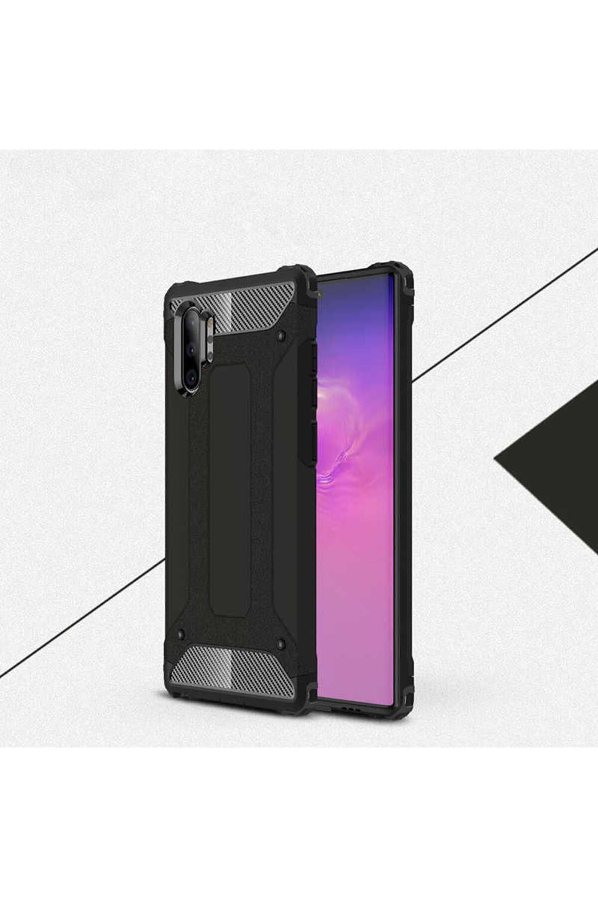halkhouse Galaxy Note 10 Plus Kılıf Zırh Tank Sert Korumalı Silikon Crash Silikon Kapak