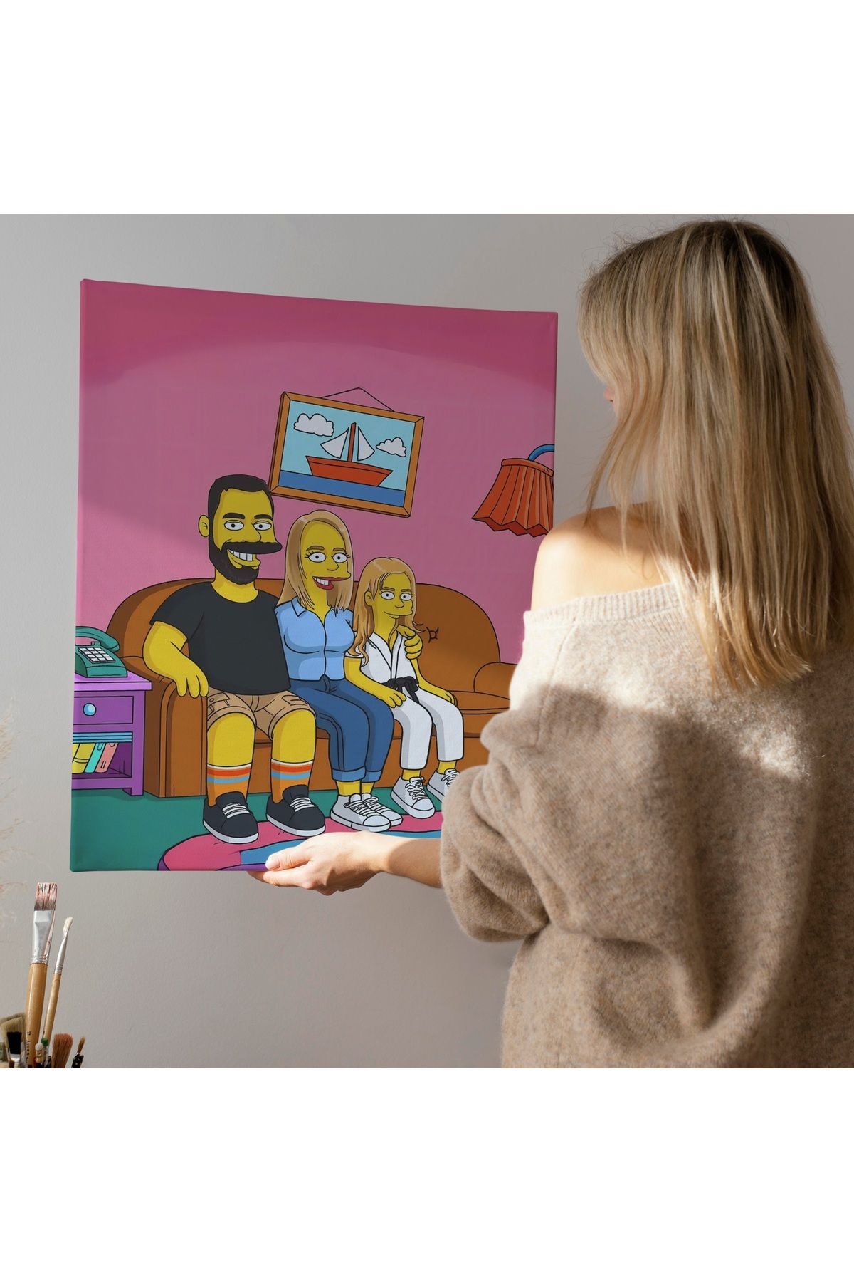 ÇELİKLER HEDİYE Kişiye Özel Karikatür Kanvas – Fotoğraftan Hazırlanan Hediye Tablo