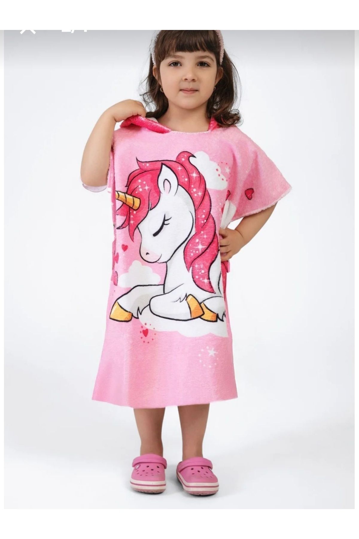 MODA Zara Unicorn Kalp desenli yumuşak kız çocuk plaj havlusu