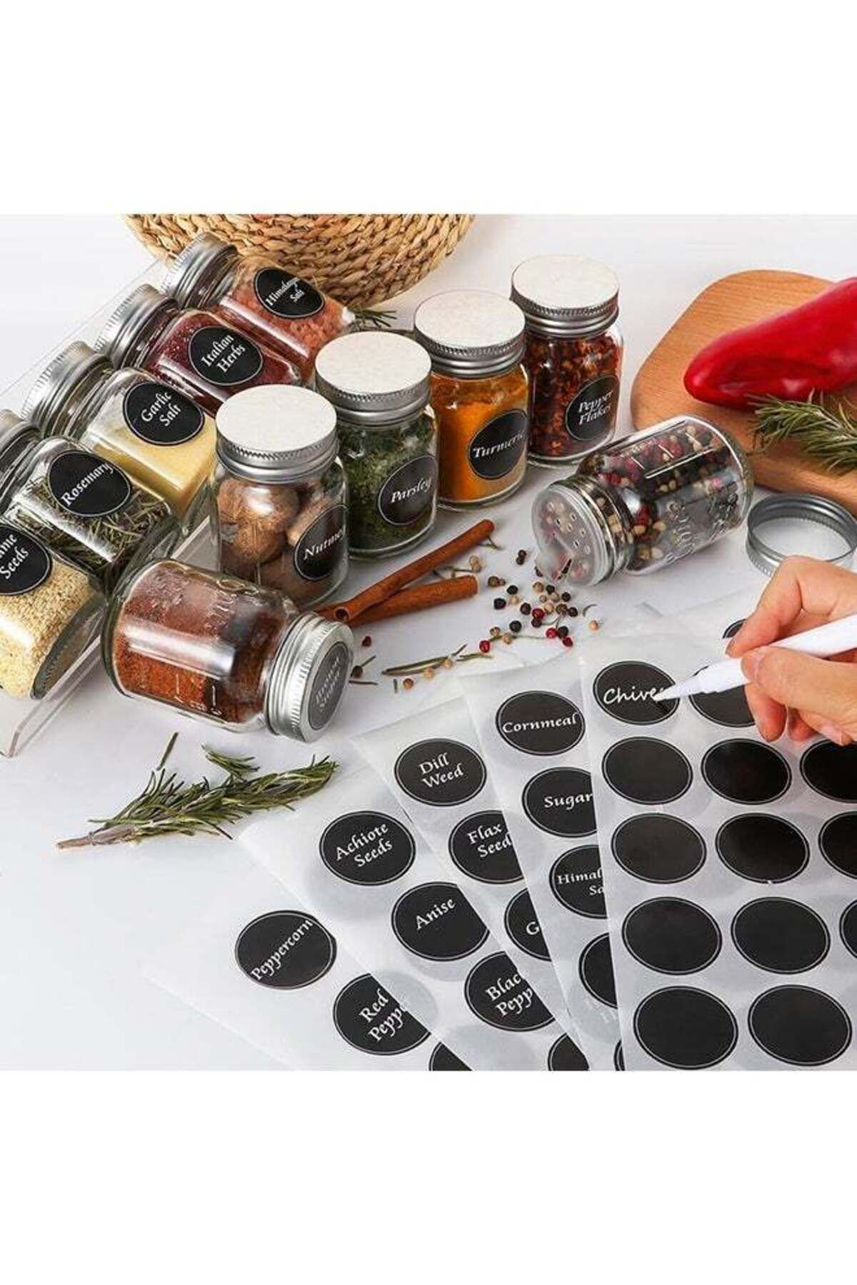 COOYA-24 Glass Spice Jars Set-120ml Multicolor Jars with Lids & Funnel for Kitchen Storage 2