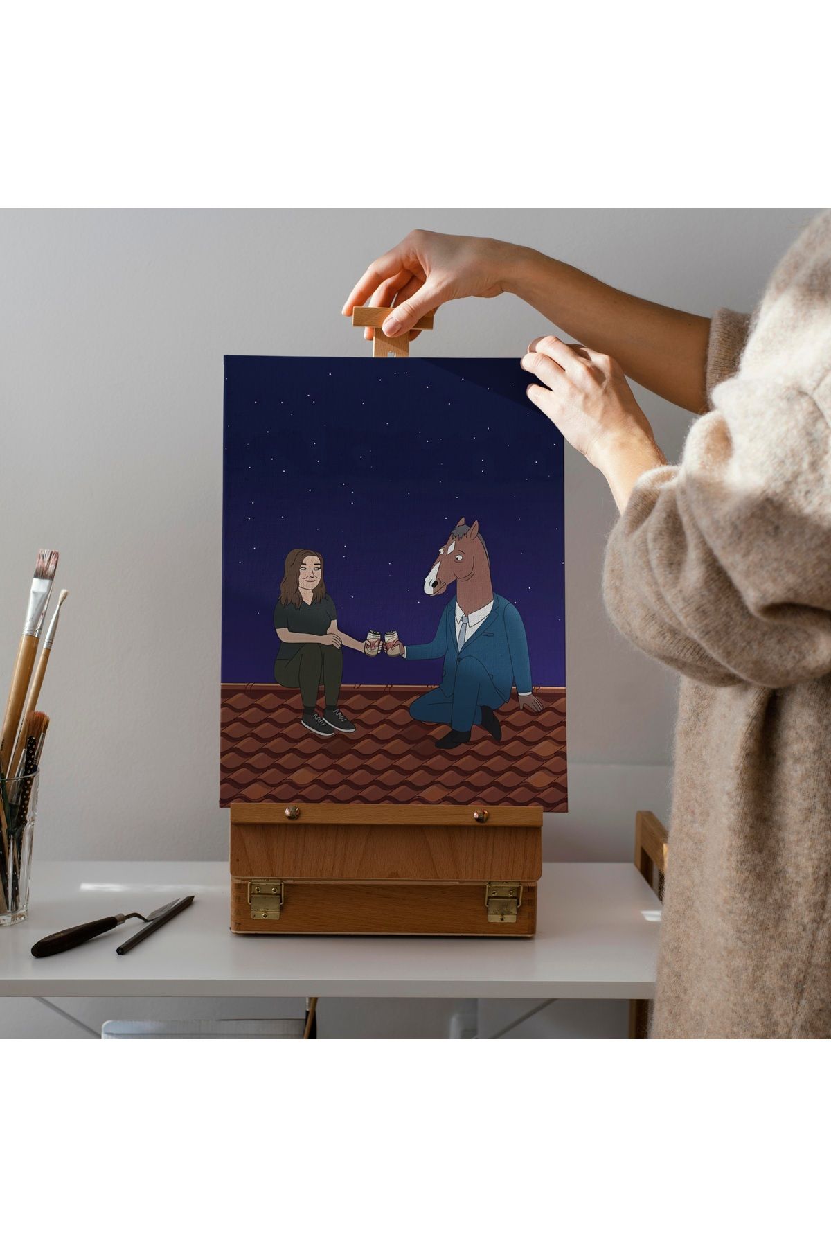 ÇELİKLER HEDİYE Kişiye Özel Karikatür Kanvas – Fotoğraftan Hazırlanan Hediye Tablo