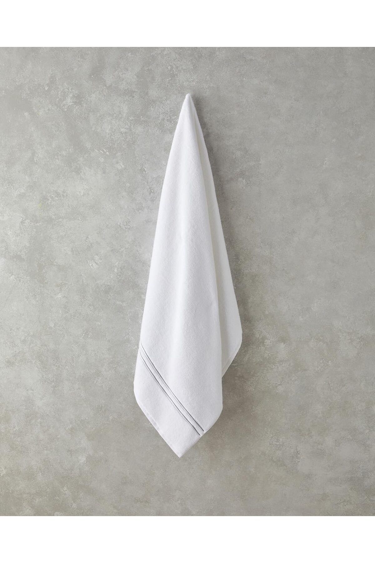 mazıdağı mazzıdağ Home Chic Stripe Pamuklu Nakışlı Banyo Havlusu 90x150 cm Beyaz new store 1133631