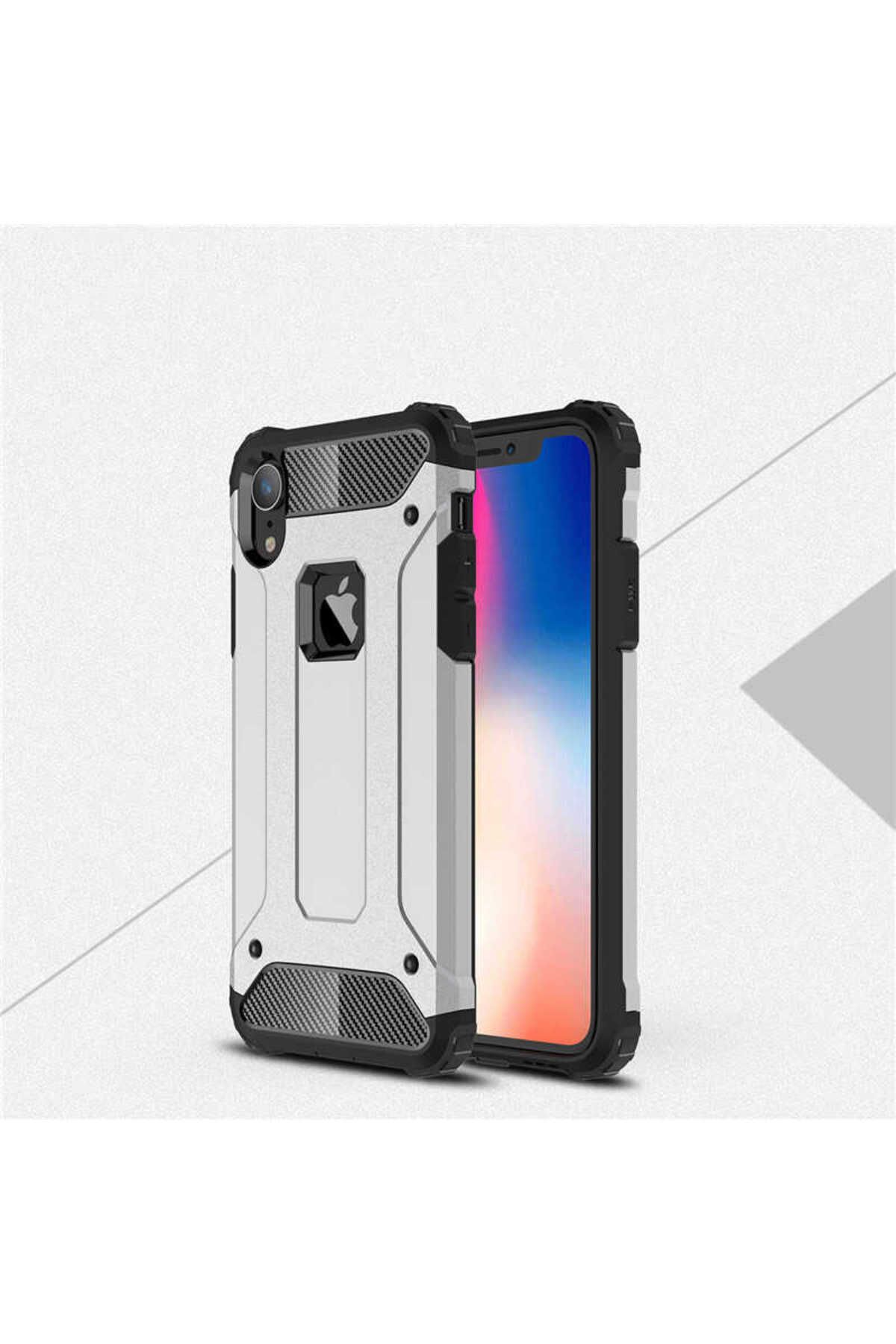 halkhouse Apple iPhone XR 6.1 Kılıf Zırh Tank Sert Korumalı Silikon Crash Silikon Kapak