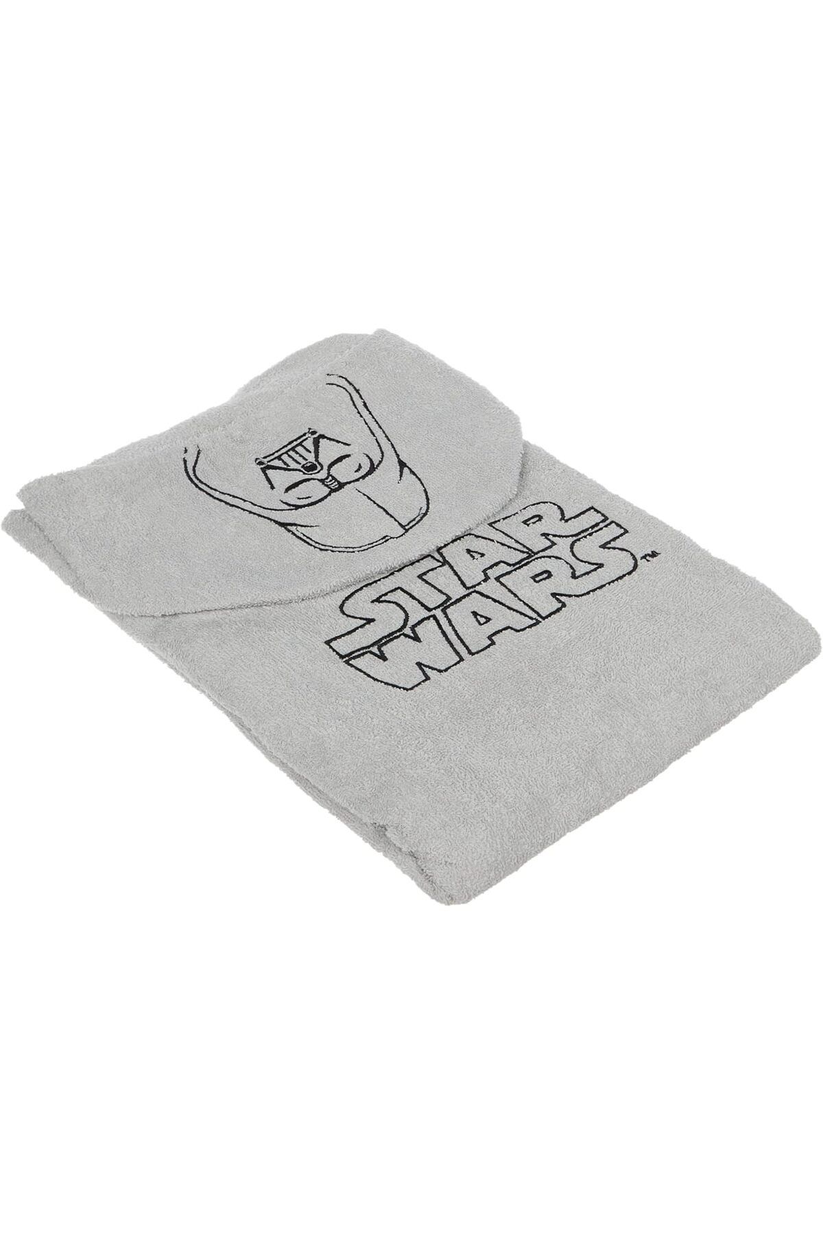 mazıdağı mazzıdağ Starwars Lisanslı Karakter Baskılı%100 Pamuk Bebek Havlu Panço, Gri, 75x130 cm new st