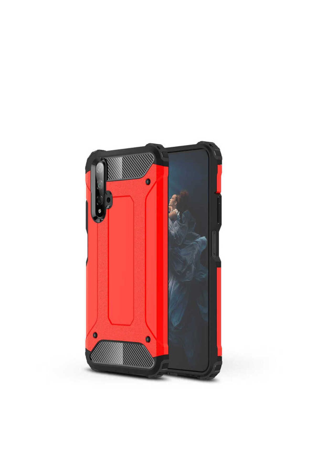 halkhouse Huawei Honor 20 Kılıf Zırh Tank Sert Korumalı Silikon Crash Silikon Kapak