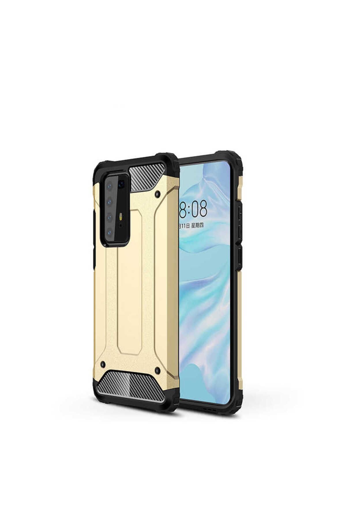 halkhouse Huawei P40 Pro Kılıf Zırh Tank Sert Korumalı Silikon Crash Silikon Kapak