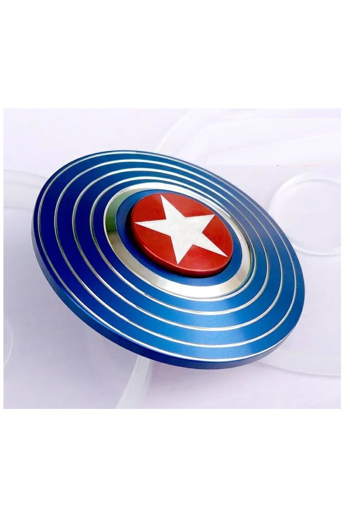 LRS STORE Premium Metal Stres Çarkı Kaptan Amerika Kalkan Figürlü Finger Spinner Mavi