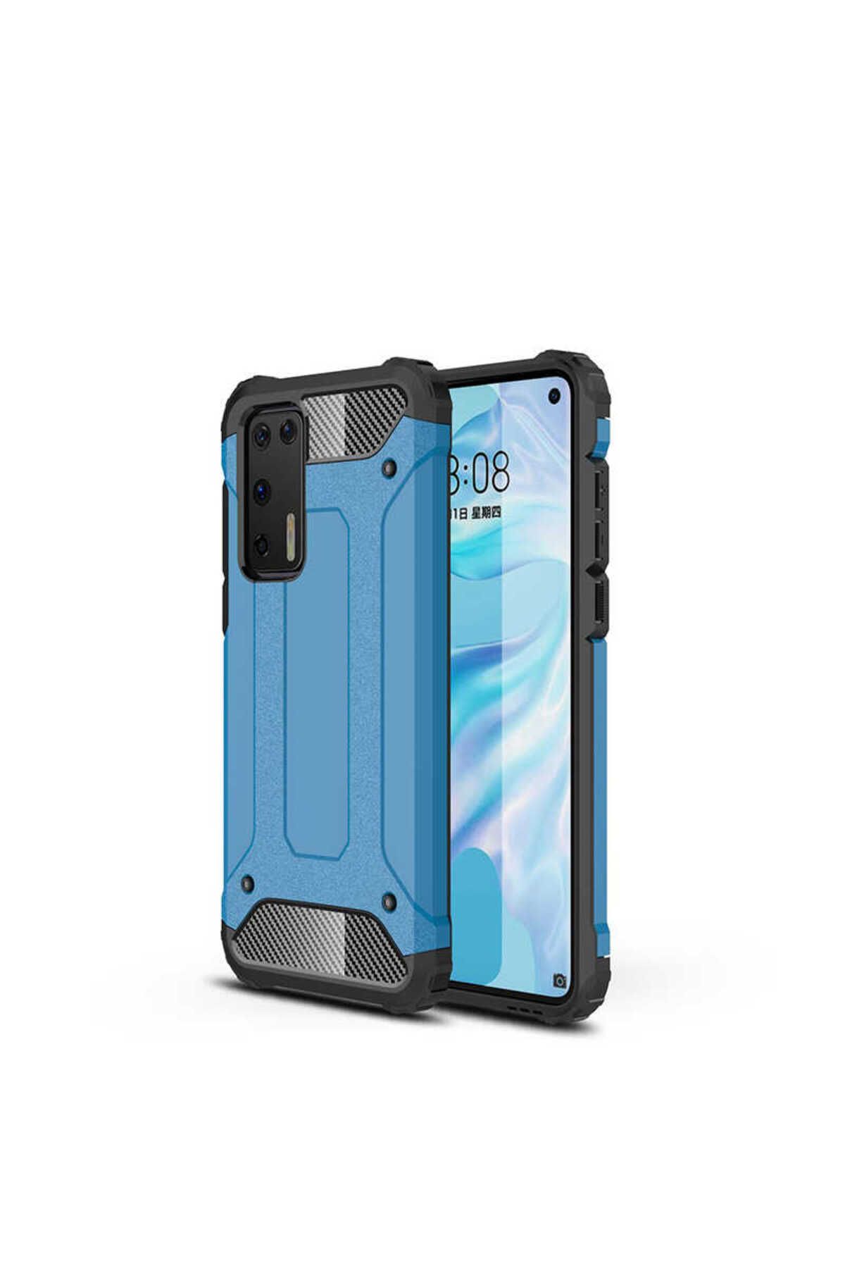 halkhouse Huawei P40 Kılıf Zırh Tank Sert Korumalı Silikon Crash Silikon Kapak
