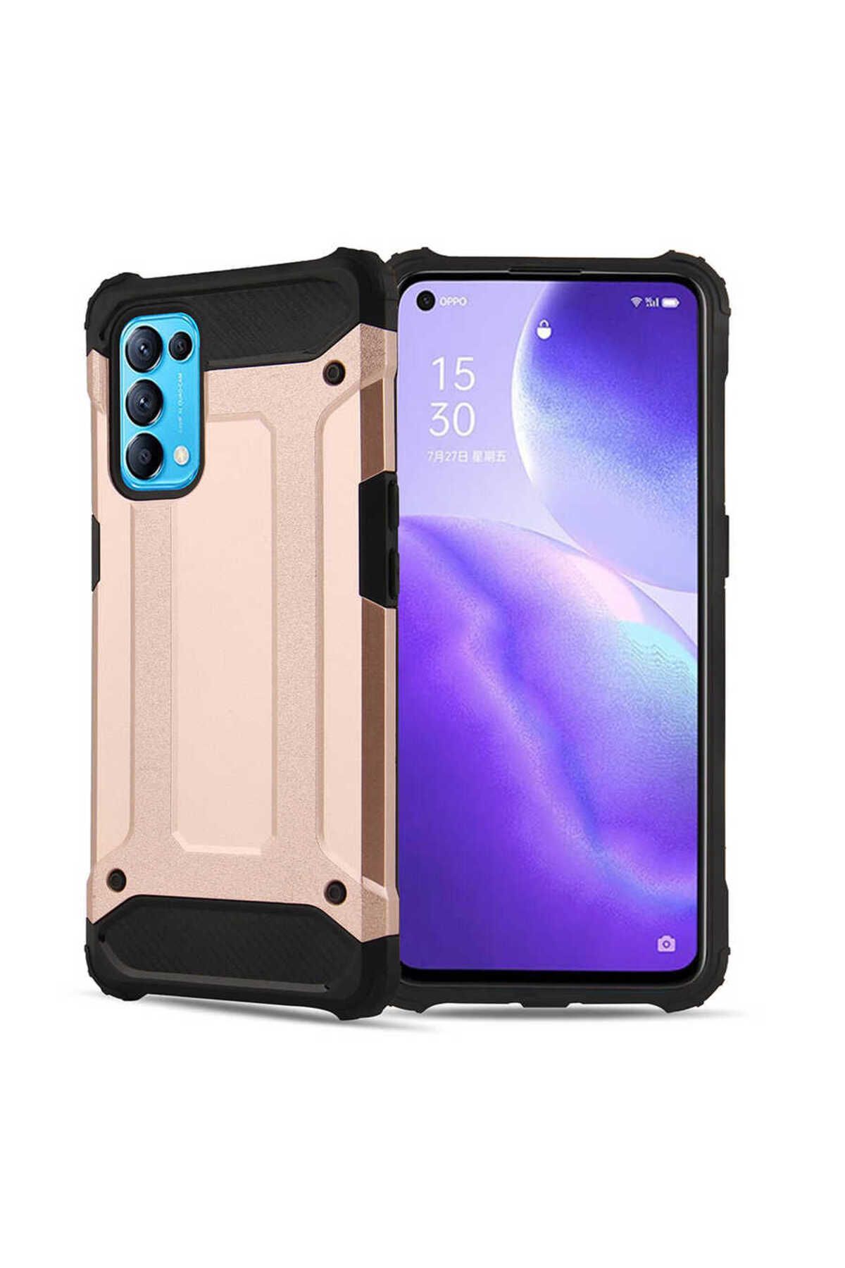 halkhouse Oppo Reno 5 5G Kılıf Zırh Tank Sert Korumalı Silikon Crash Silikon Kapak
