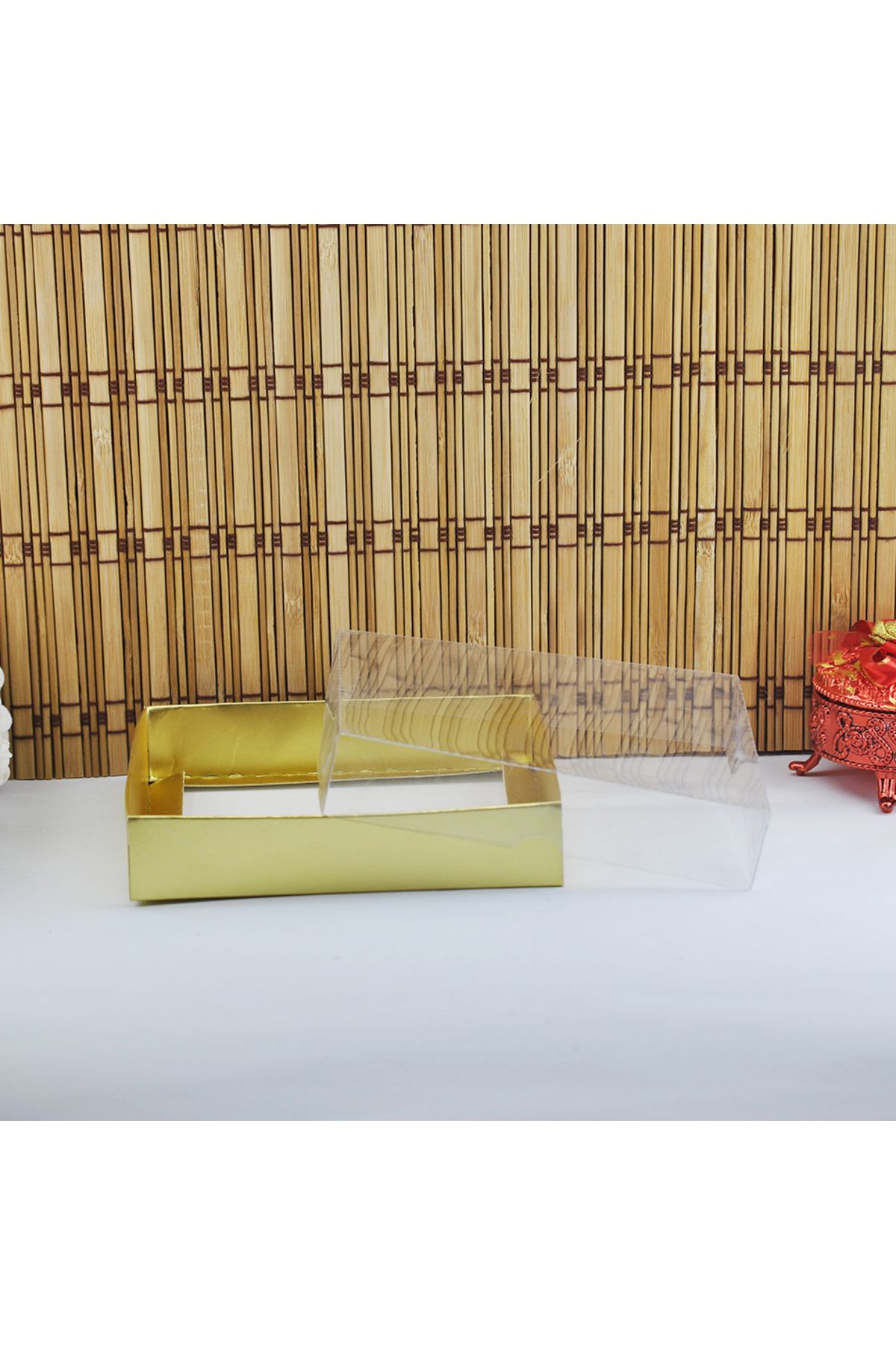 Eminonutoptanci Asetat Kapaklı Karton Kutu 15X15X3 (50 Adet) Gold