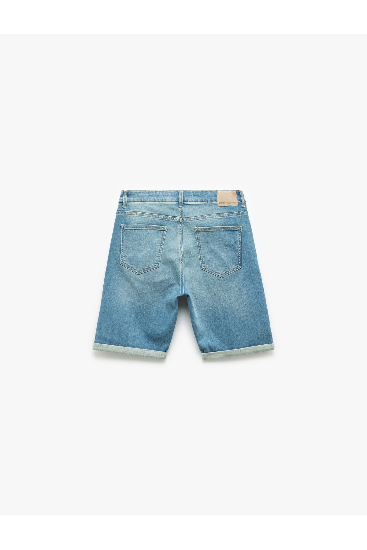 Koton-Folded Leg Bermuda Slim Fit Denim Shorts 5