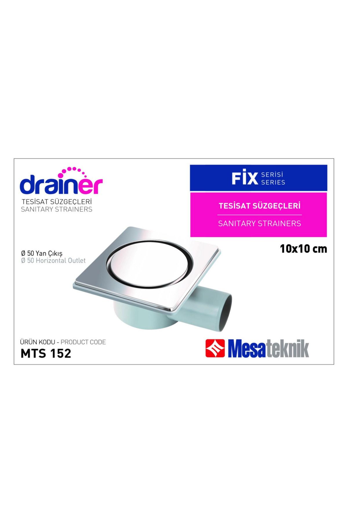 Mesateknik 10X10X50 FİX YERSÜZGECİ ÜSTKR.YAN.ÇIK.