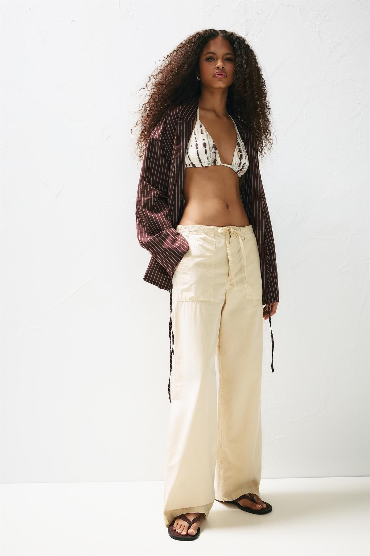 Pull & Bear Bol kesim poplin pantolon