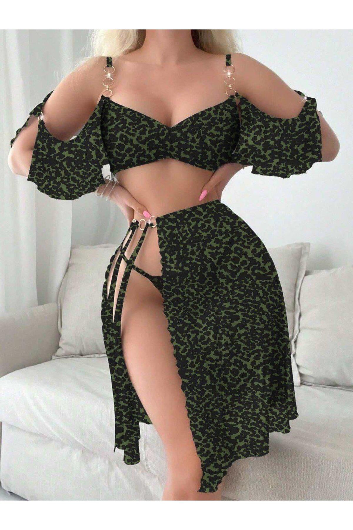 Limas lingerie Kadın 3’lü Zincir Detaylı bikini Takımı