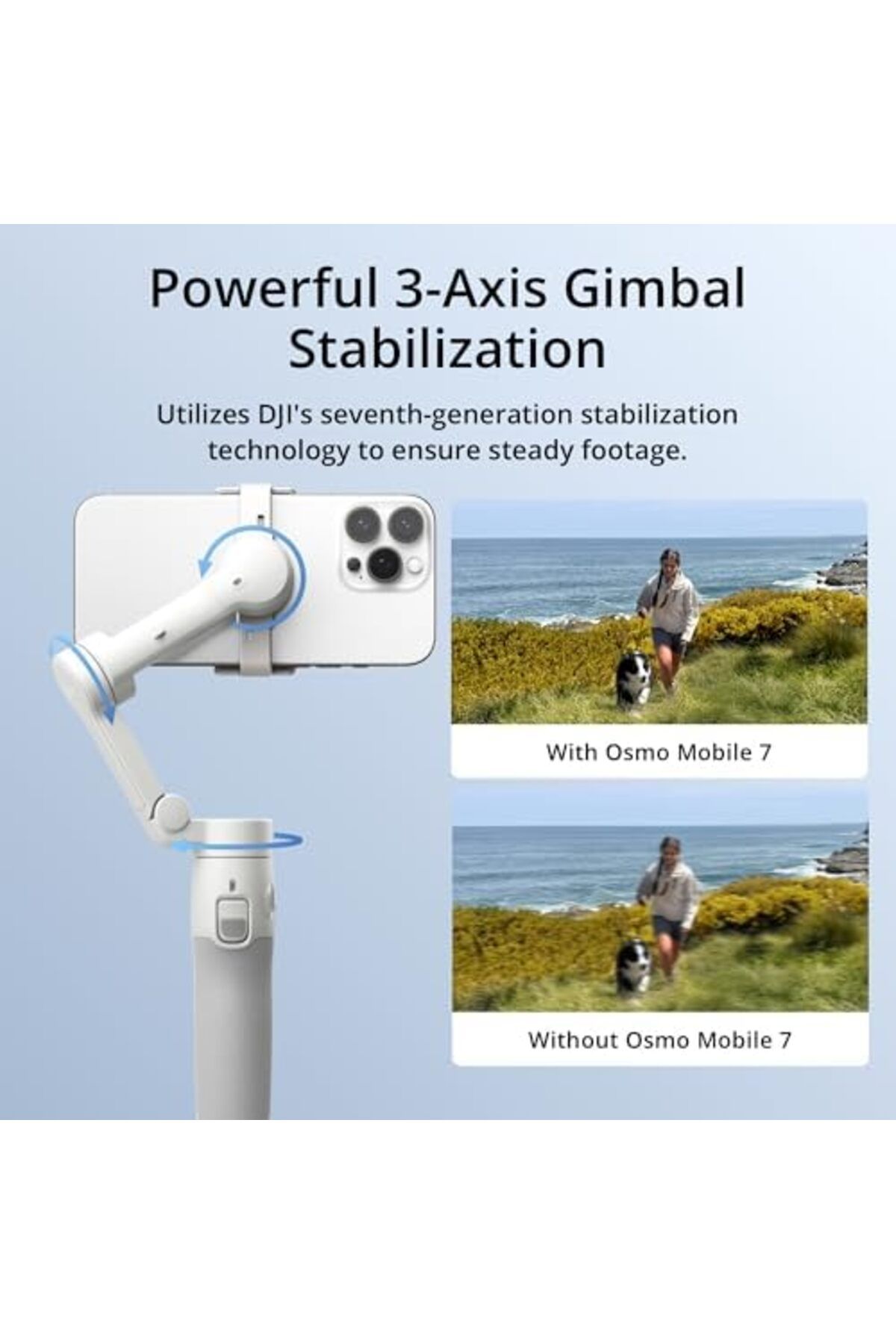 DJI-مثبت Osmo Mobile 7 Gimbal لأجهزة iPhone وAndroid، مع حامل ثلاثي مدمج، وقبضة مريحة، ومحور ثلاثي 4