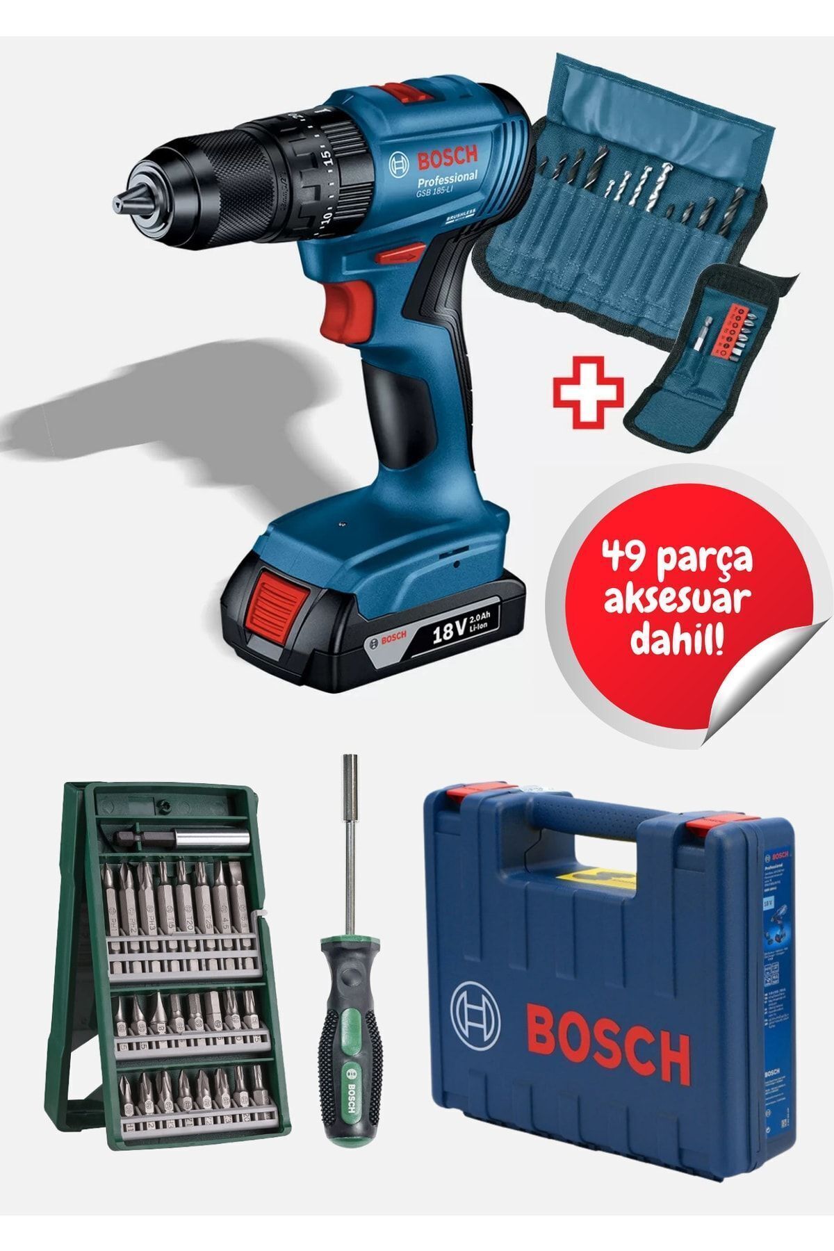 Elioure Şarjlı Darbeli Matkap Seti 49 Uç Aksesuar ile Güçlü ve Çok Yönlü Çalışma