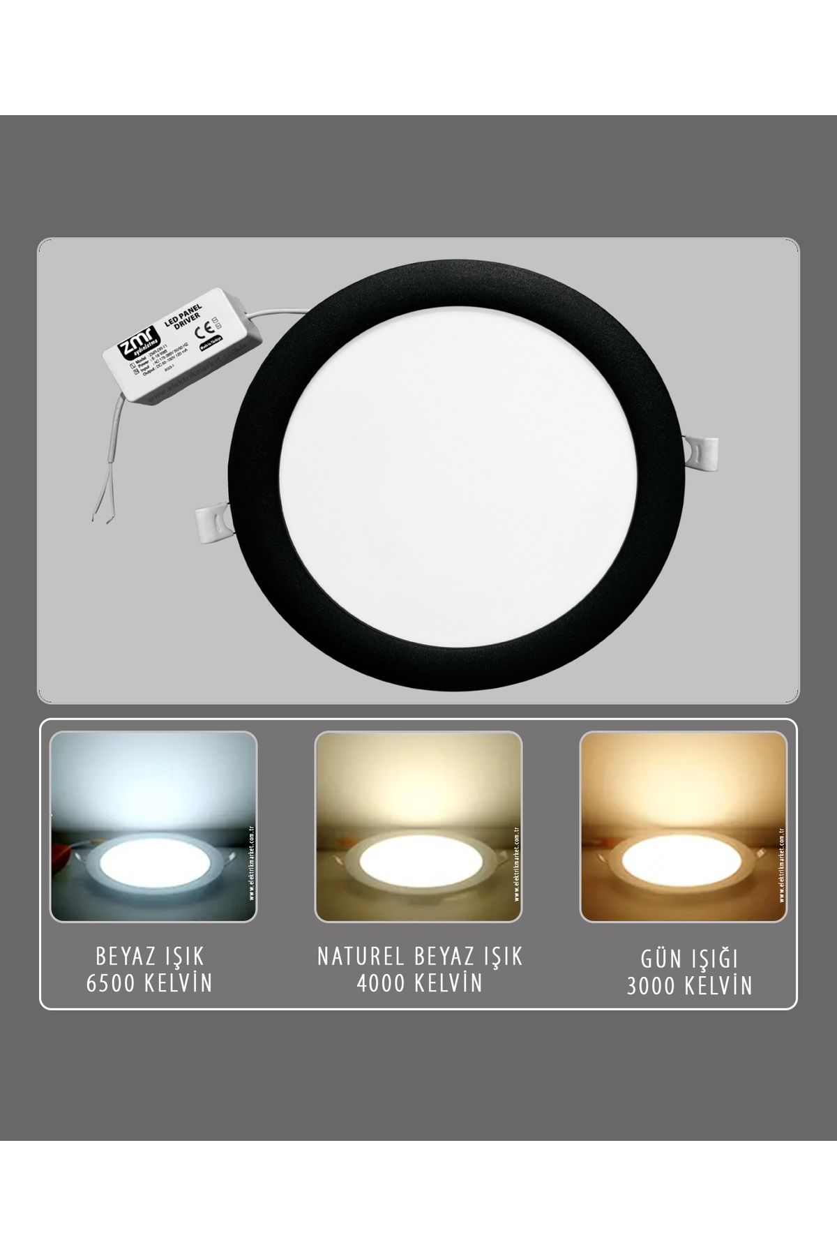 ZMR 12W YUVARLAK SİLİM LED PANEL 3200K - SİYAH KASA